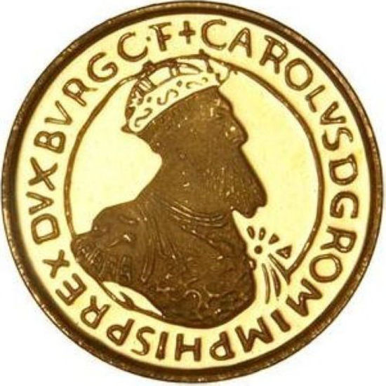 Изображение Золотая монета "10 экю - Карл Лысый" 3,11 грамм 1990 год