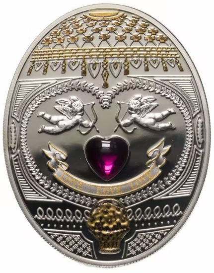 Изображение Серебряная монета "Яйцо Фаберже - Любовь" 46,68 грамм 2011 год
